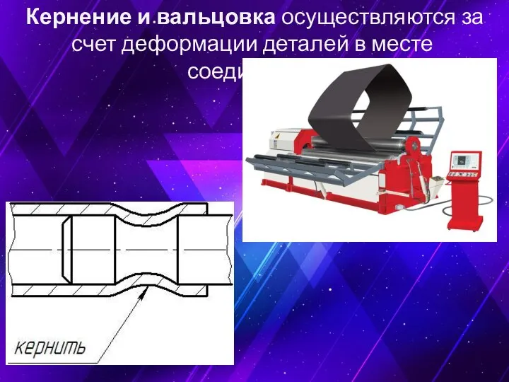 Кернение и вальцовка осуществляются за счет деформации деталей в месте соединения.