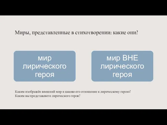 Миры, представленные в стихотворении: какие они? Каким изображён внешний мир и каково