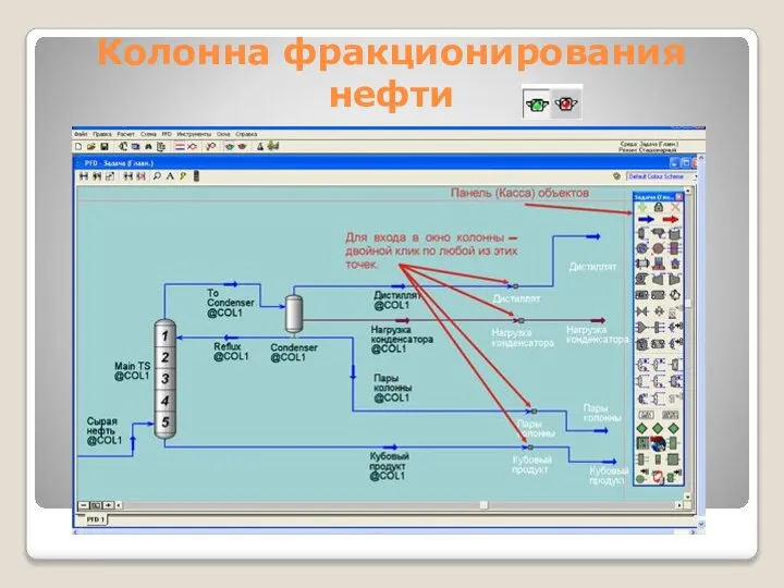 Колонна фракционирования нефти