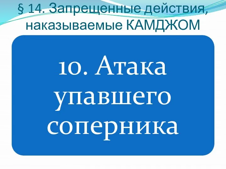 § 14. Запрещенные действия, наказываемые КАМДЖОМ