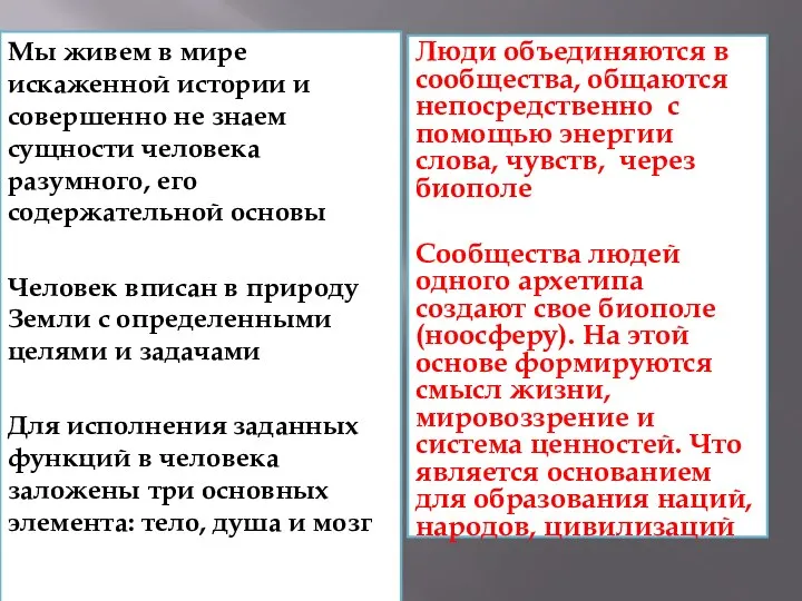 Мы живем в мире искаженной истории и совершенно не знаем сущности человека