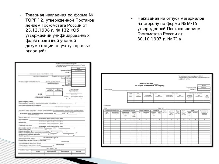 Товарная накладная по форме № ТОРГ-12, утвержденной Постанов­лением Госкомстата России от 25.12.1998