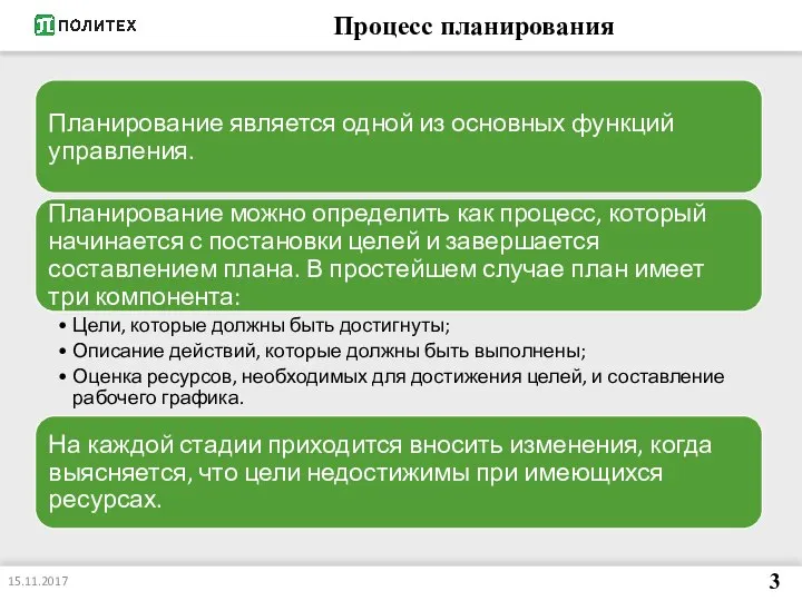 Процесс планирования 15.11.2017 3