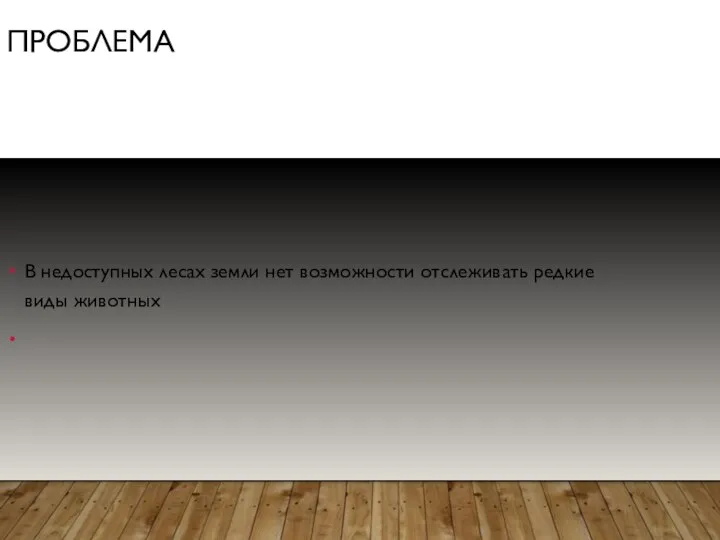 ПРОБЛЕМА В недоступных лесах земли нет возможности отслеживать редкие виды животных