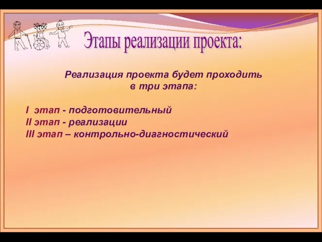 Этапы реализации проекта: Реализация проекта будет проходить в три этапа: I этап