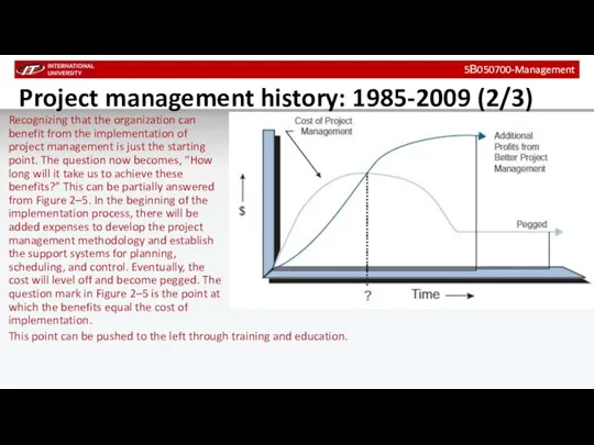 Project management history: 1985-2009 (2/3) Recognizing that the organization can benefit from