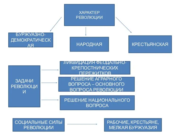 БУРЖУАЗНО-ДЕМОКРАТИЧЕСКАЯ ХАРАКТЕР РЕВОЛЮЦИИ КРЕСТЬЯНСКАЯ ЛИКВИДАЦИЯ ФЕОДАЛЬНО-КРЕПОСТНИЧЕСКИХ ПЕРЕЖИТКОВ РЕШЕНИЕ НАЦИОНАЛЬНОГО ВОПРОСА РЕШЕНИЕ АГРАРНОГО