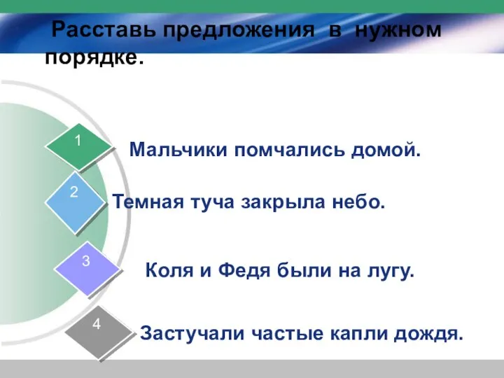 Расставь предложения в нужном порядке.