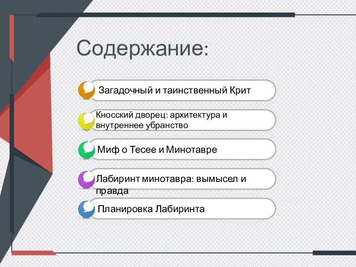 Содержание: Загадочный и таинственный Крит Кносский дворец: архитектура и внутреннее убранство Лабиринт минотавра: вымысел и правда