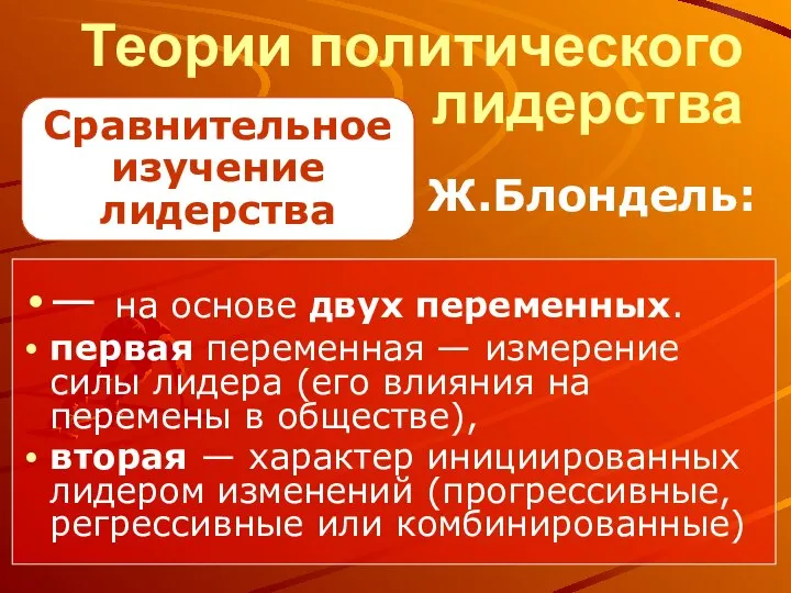 Теории политического лидерства — на основе двух переменных. первая переменная — измерение