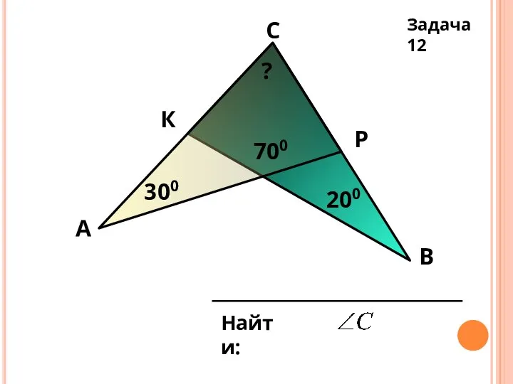 200 700 300 А С В К Р Найти: ? Задача 12