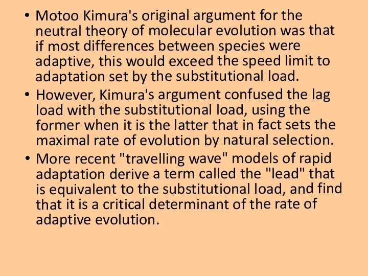 Motoo Kimura's original argument for the neutral theory of molecular evolution was