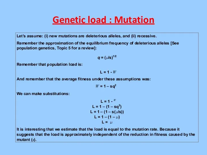 Genetic load : Mutation