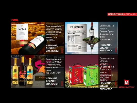 РАЗДЕЛ: FMCG, ВИНО Для компании «UNITED WINES» Создан бренд испанского вина «CASA