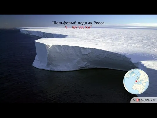 12% территории Антарктиды занимают шельфовые ледники Шельфовый ледник Росса S — 487 000 км2