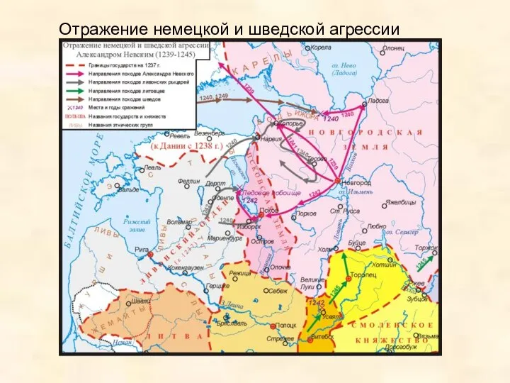 Отражение немецкой и шведской агрессии Александром Невским в XIII в.