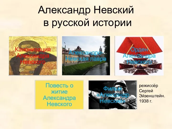 Александр Невский в русской истории режиссёр Сергей Эйзенштейн. 1938 г.