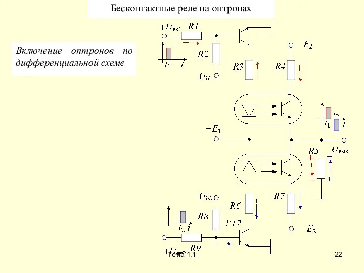 Тема 1.1 Бесконтактные реле на оптронах Включение оптронов по дифференциальной схеме