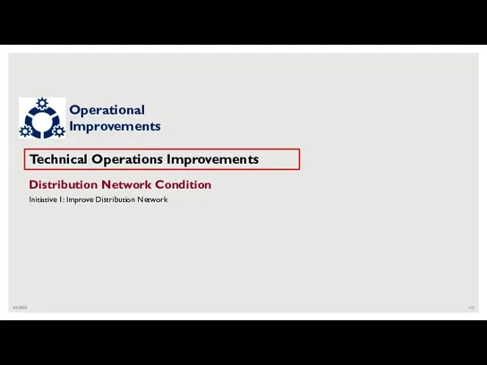 4/1/2022 Technical Operations Improvements Distribution Network Condition Initiative 1: Improve Distribution Network Operational Improvements