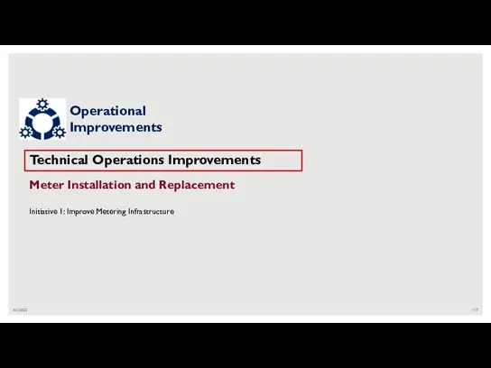 4/1/2022 Technical Operations Improvements Meter Installation and Replacement Initiative 1: Improve Metering Infrastructure Operational Improvements