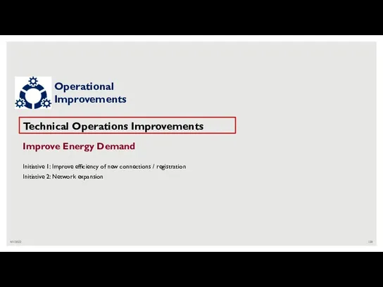 4/1/2022 Technical Operations Improvements Improve Energy Demand Initiative 1: Improve efficiency of