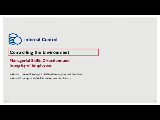 4/1/2022 Controlling the Environment Managerial Skills, Directions and Integrity of Employees Initiative