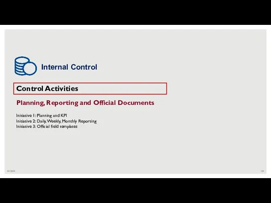 4/1/2022 Control Activities Planning, Reporting and Official Documents Initiative 1: Planning and