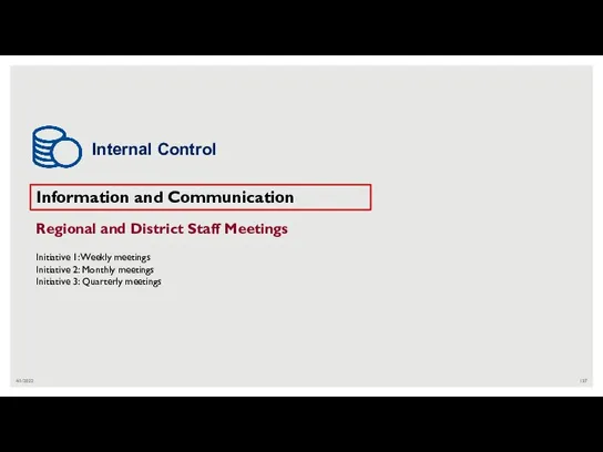 4/1/2022 Information and Communication Regional and District Staff Meetings Initiative 1: Weekly