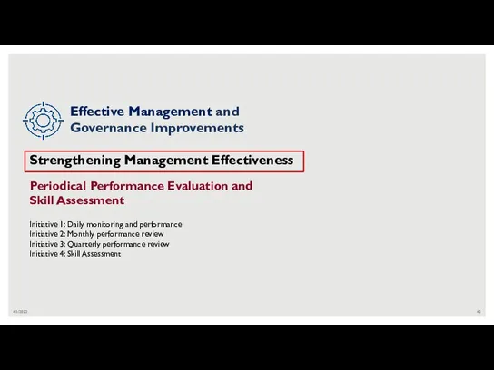 4/1/2022 Strengthening Management Effectiveness Periodical Performance Evaluation and Skill Assessment Initiative 1: