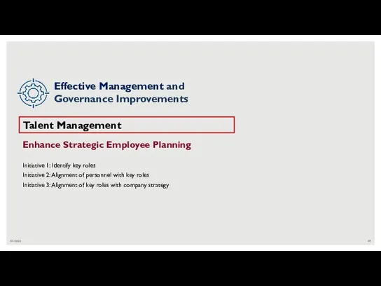 4/1/2022 Talent Management Enhance Strategic Employee Planning Initiative 1: Identify key roles