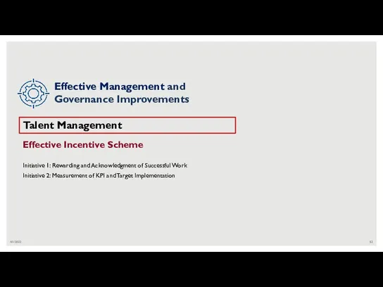 4/1/2022 Talent Management Effective Incentive Scheme Initiative 1: Rewarding and Acknowledgment of