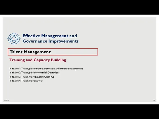 4/1/2022 Talent Management Training and Capacity Building Initiative 1: Training for revenue