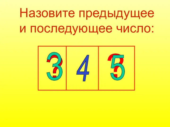 Назовите предыдущее и последующее число: 4 ? ? 3 5