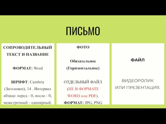 ПИСЬМО ФОТО Обязательное (Горизонтальное) ОТДЕЛЬНЫЙ ФАЙЛ (НЕ В ФОРМАТЕ WORD или PDF).