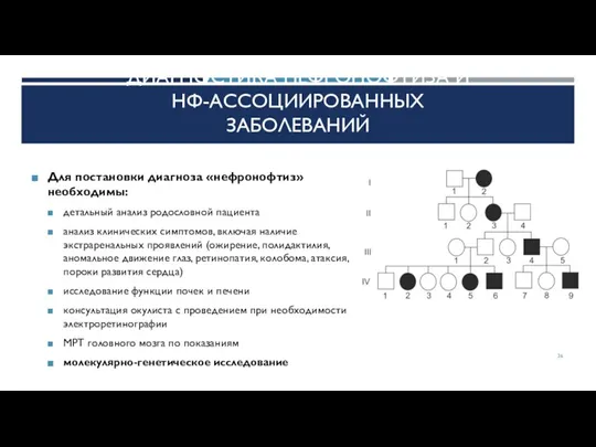 ДИАГНОСТИКА НЕФРОНОФТИЗА И НФ-АССОЦИИРОВАННЫХ ЗАБОЛЕВАНИЙ Для постановки диагноза «нефронофтиз» необходимы: детальный анализ