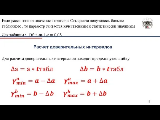 Расчет доверительных интервалов