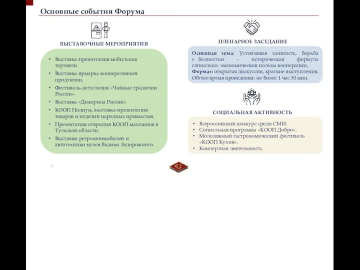 Основные события Форума СОЦИАЛЬНАЯ АКТИВНОСТЬ Всероссийский конкурс среди СМИ. Социальная программа «КООП