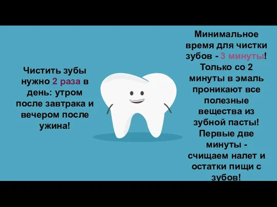 Чистить зубы нужно 2 раза в день: утром после завтрака и вечером