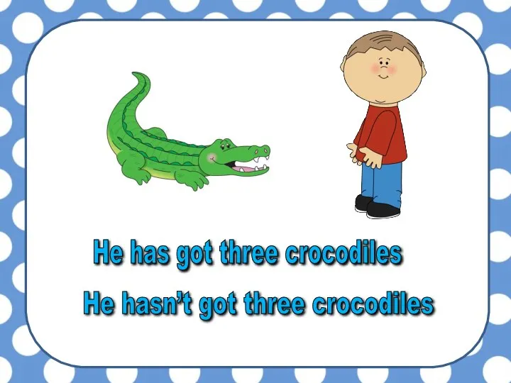 He hasn’t got three crocodiles He has got three crocodiles