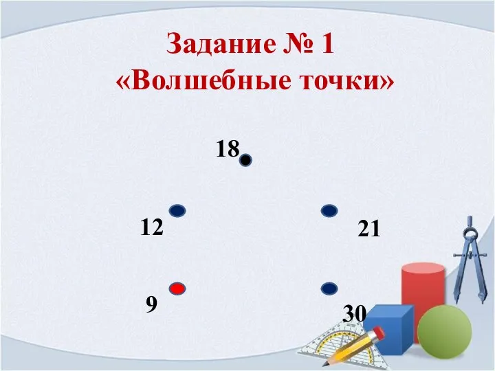 21 30 18 12 9 Задание № 1 «Волшебные точки»