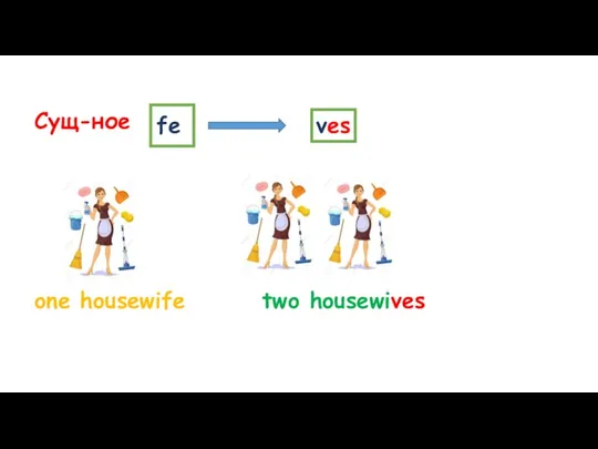 Сущ-ное fe ves one housewife two housewives