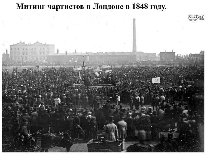 Митинг чартистов в Лондоне в 1848 году.