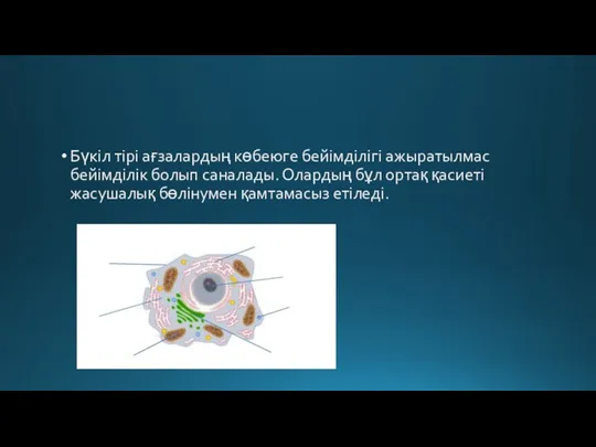 Бүкіл тірі ағзалардың көбеюге бейімділігі ажыратылмас бейімділік болып саналады. Олардың бұл ортақ