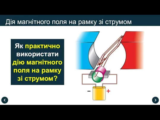 Дія магнітного поля на рамку зі струмом Як практично використати дію магнітного