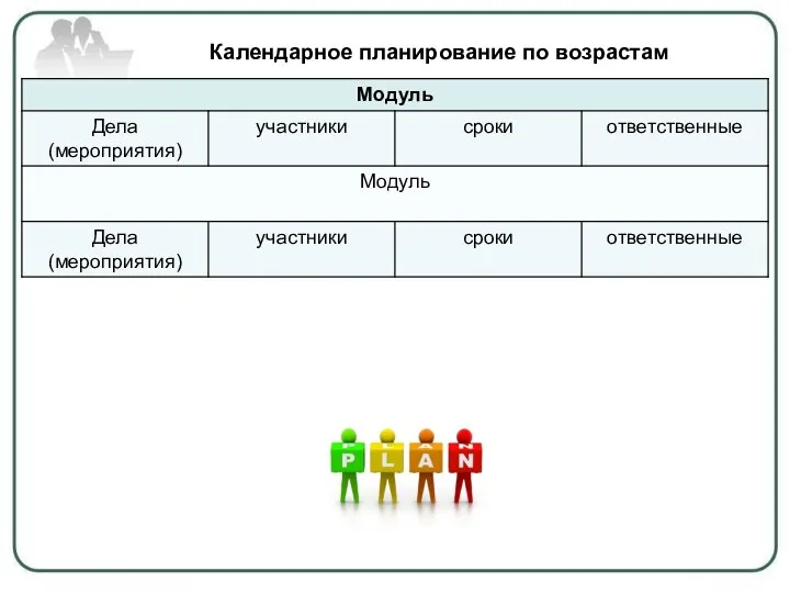 Календарное планирование по возрастам