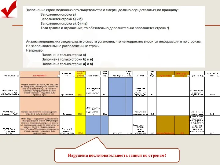 Нарушена последовательность записи по строкам!