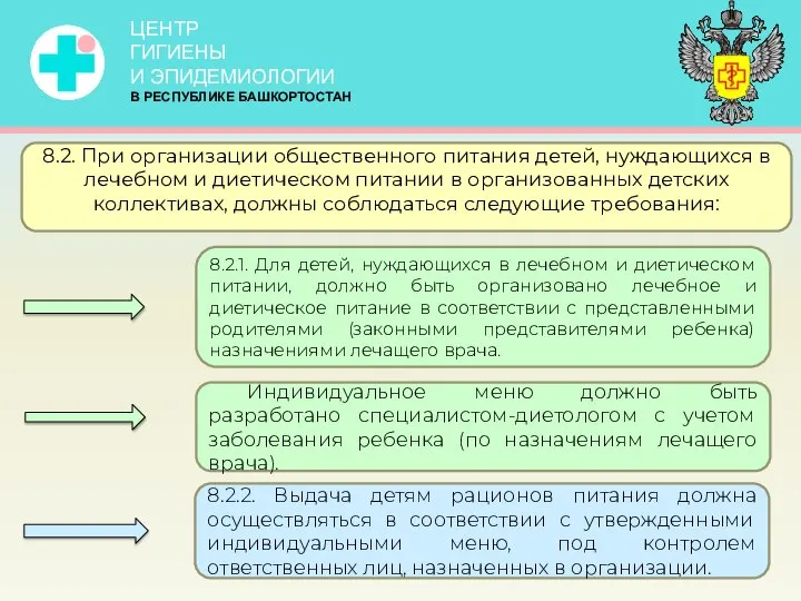 8.2. При организации общественного питания детей, нуждающихся в лечебном и диетическом питании