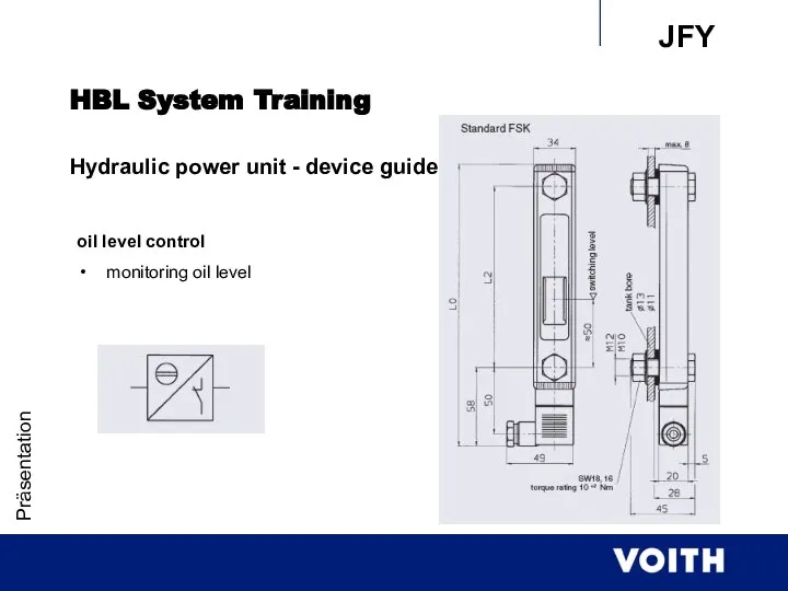 Präsentation oil level control monitoring oil level HBL System Training Hydraulic power unit - device guide