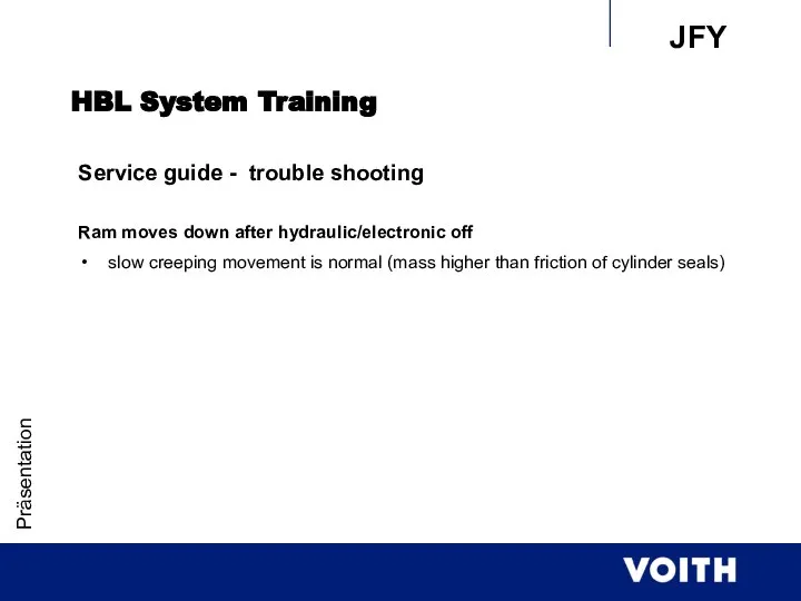Präsentation HBL System Training Service guide - trouble shooting Ram moves down