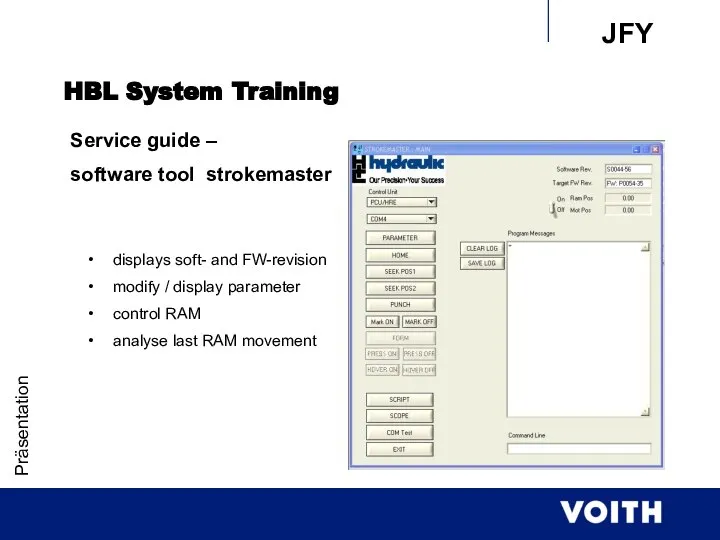 Präsentation HBL System Training Service guide – software tool strokemaster displays soft-